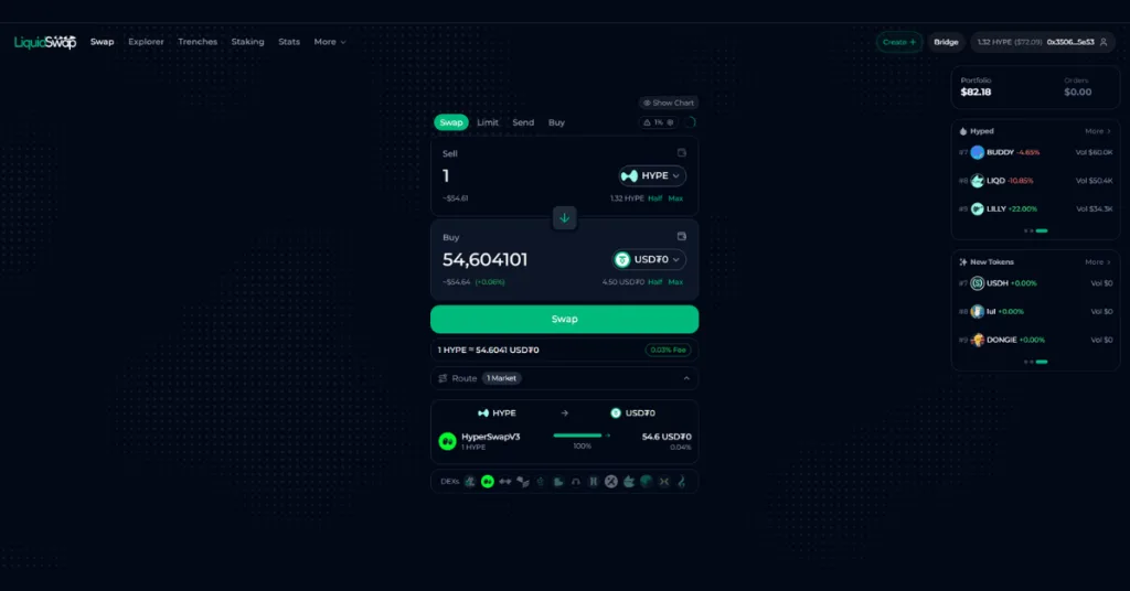 LiquidSwap HYPE and USDT0